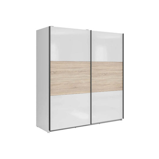 Dulap TETRIX, alb lucios/stejar sonoma, PAL, cu 2 usi, 183x60x196 cm