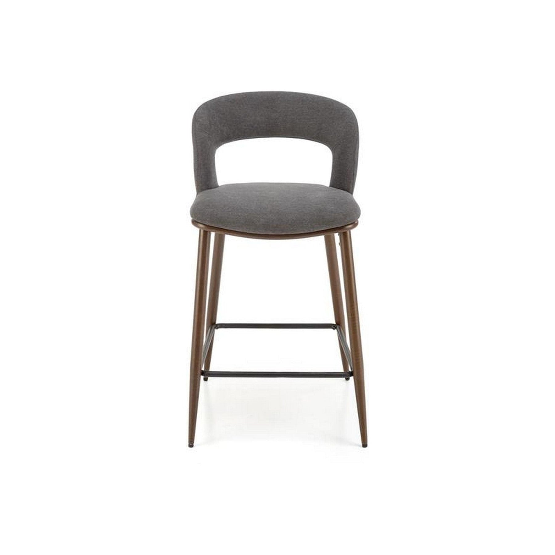 Scaun de bar H114, gri/nuc, stofa clasica, 48x52x92 cm