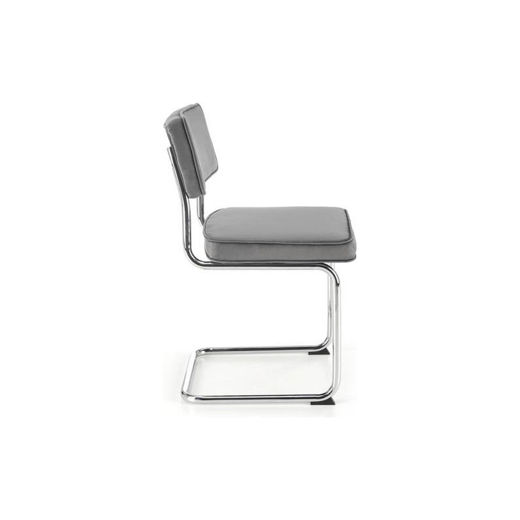Scaun tapitat K510, gri, stofa catifelata/otel cromat, 49x55x85 cm