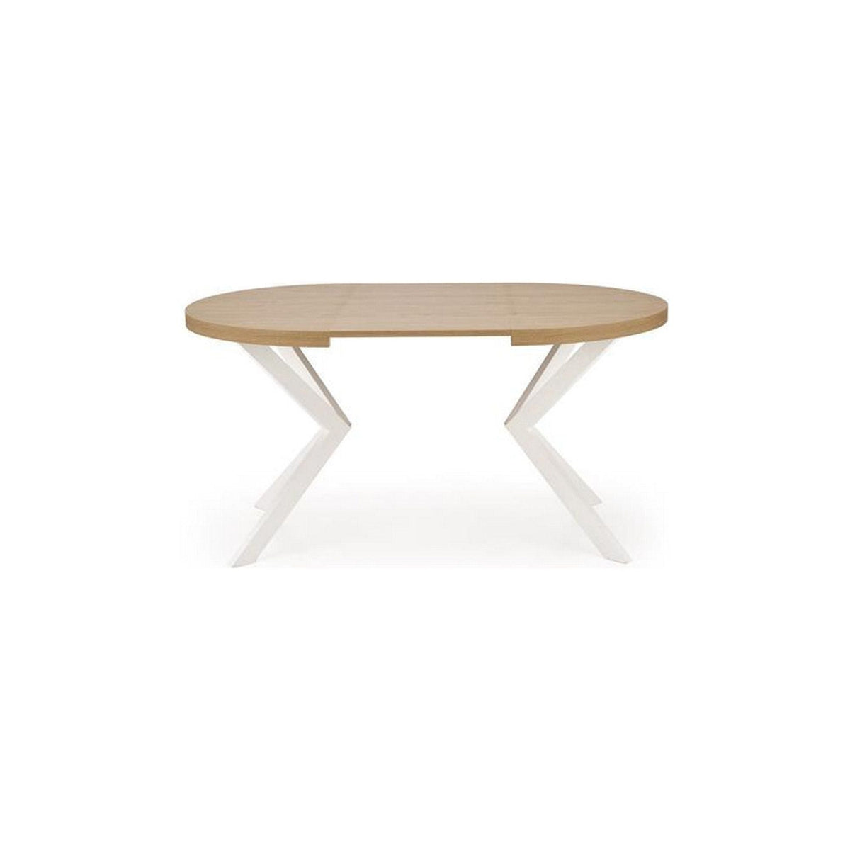 Masa extensibila PERONI, stejar auriu/alb, PAL furniruit/otel, 100/250x100x75 cm