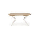 Masa extensibila PERONI, stejar auriu/alb, PAL furniruit/otel, 100/250x100x75 cm