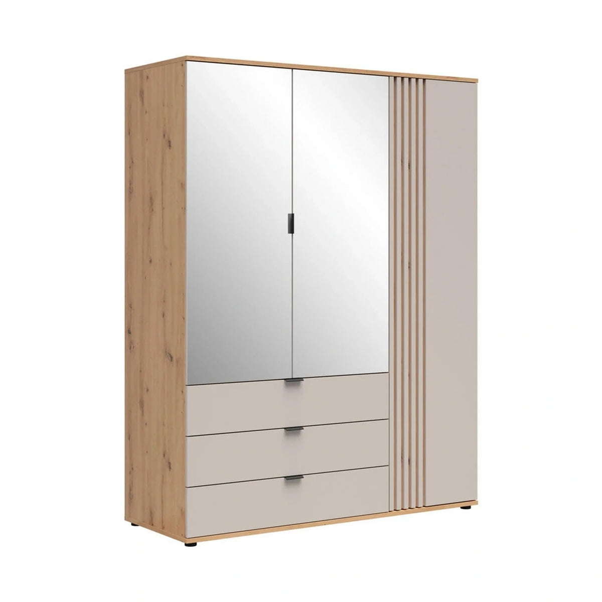 Dulap 150 BREVAS, stejar artisan/casmir, PAL, cu 3 usi si 3 sertare, 150x56x196 cm