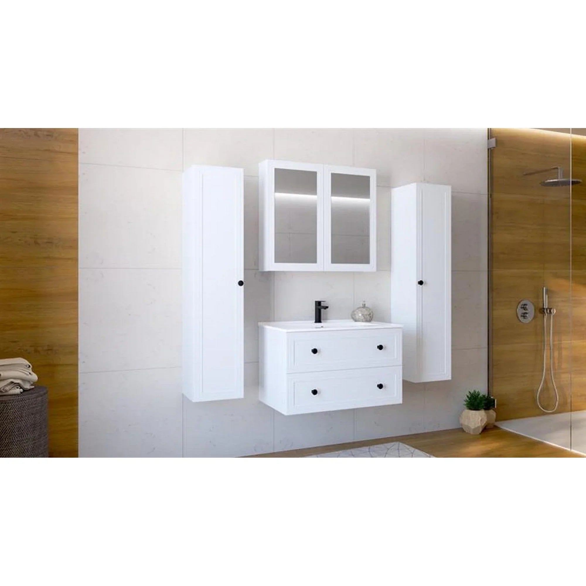 Dulap baie HOUSTON OCN-37842, alb mat/alb