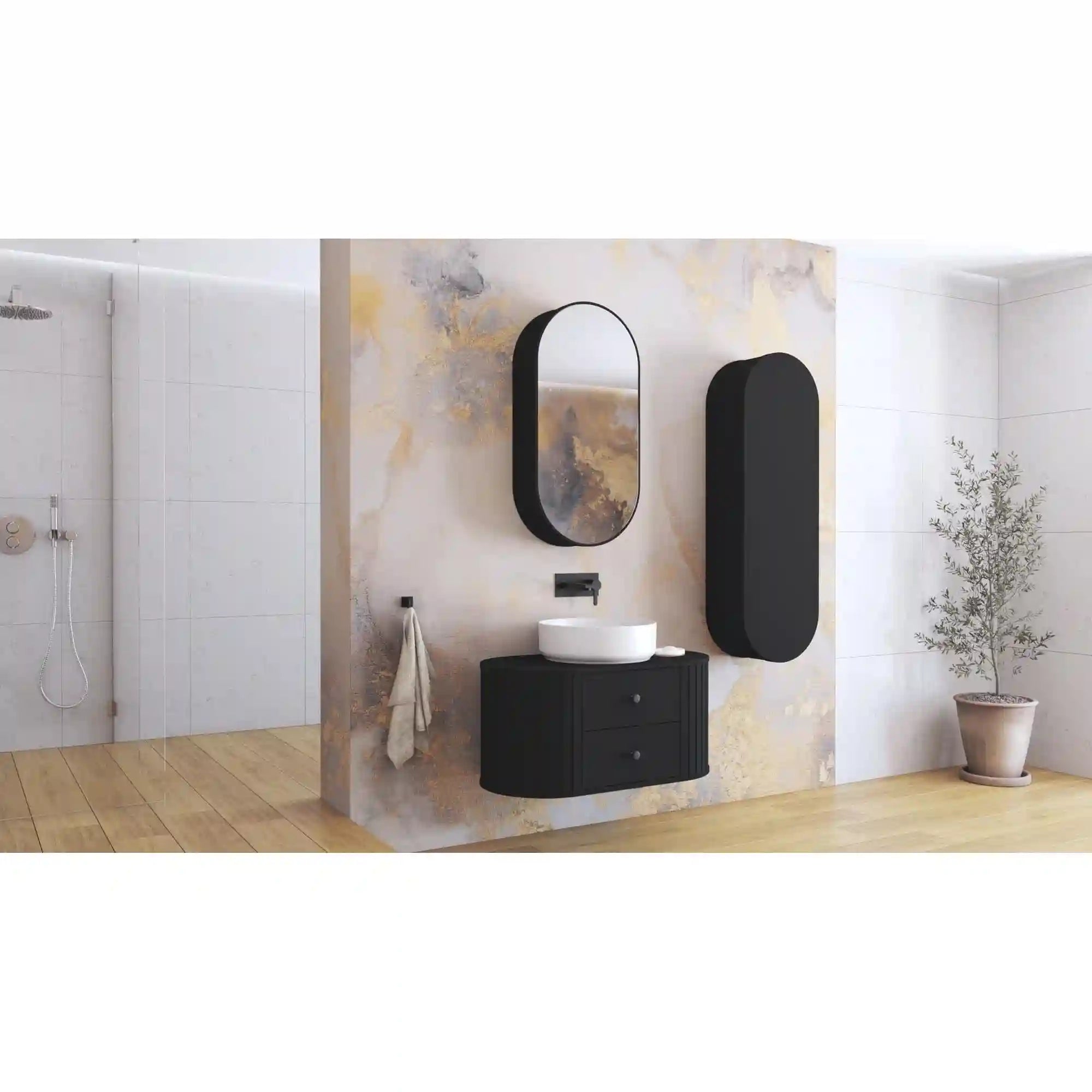 Dulap baie HOUSTON OCN-37843, negru mat/negru