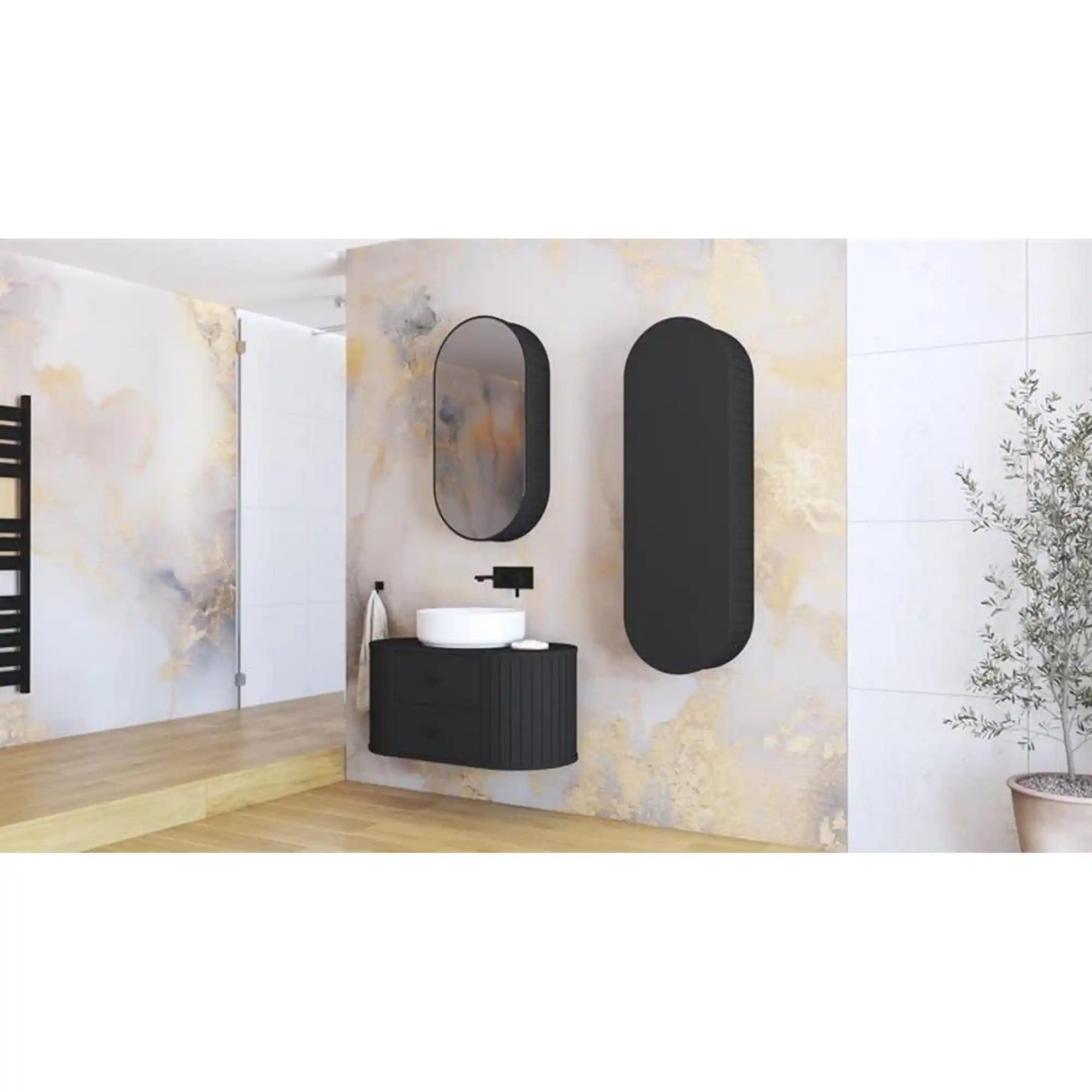 Dulap baie HOUSTON OCN-37845, negru mat/negru