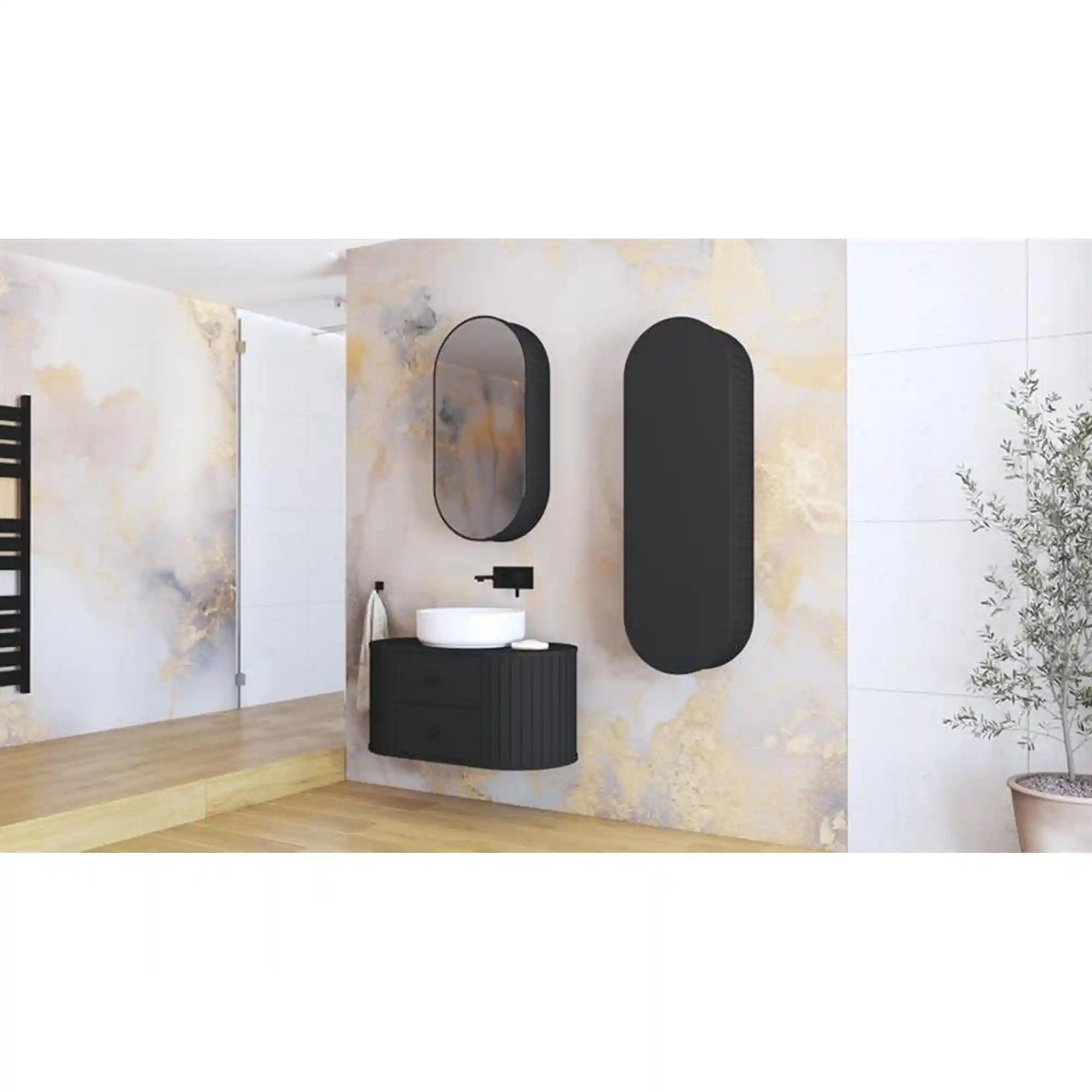 Dulap baie HOUSTON OCN-37848, negru mat/negru