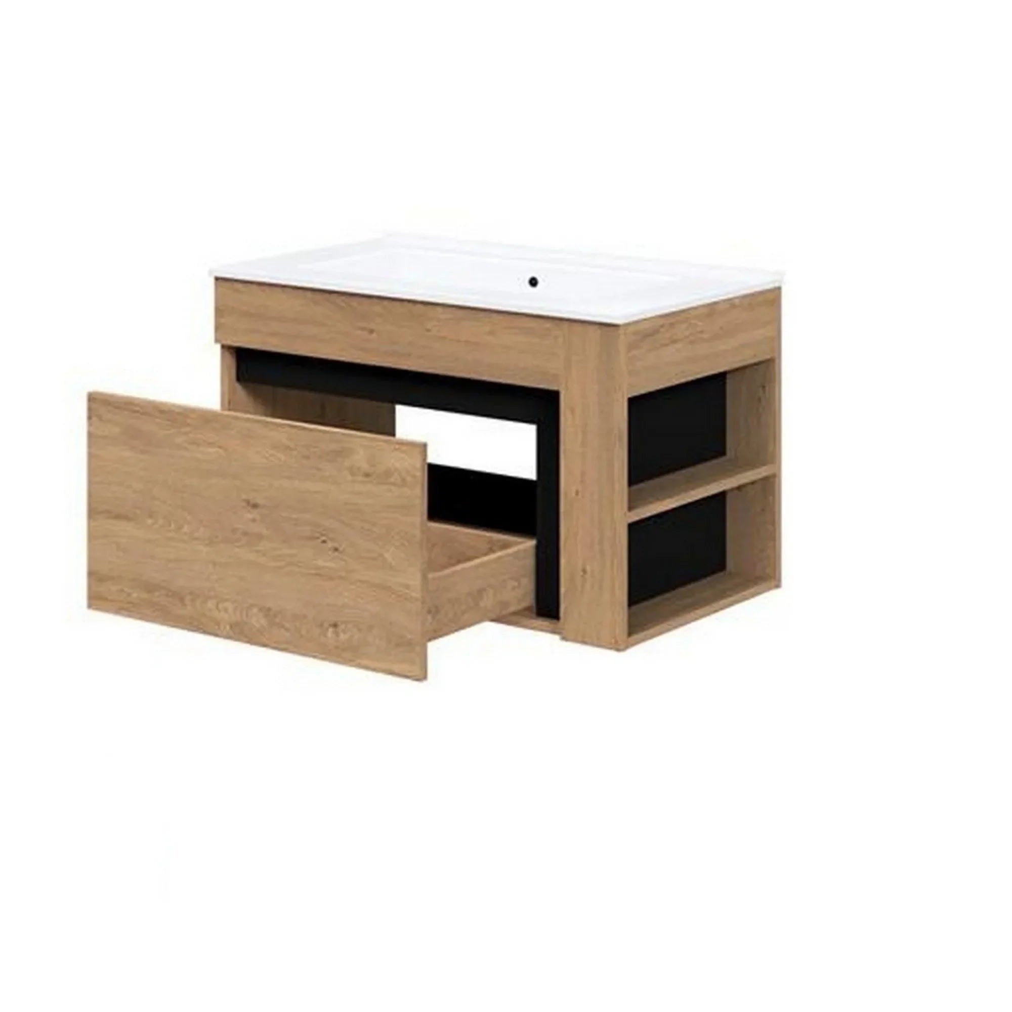 Dulap baie suspendat HOUSTON OCN-37830, stejar auriu/negru