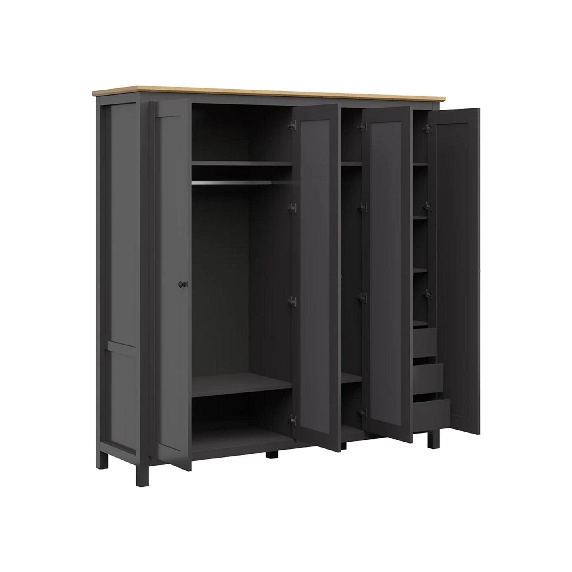 Dulap BERGEN OCN-29191, gri grafit/stejar artisan