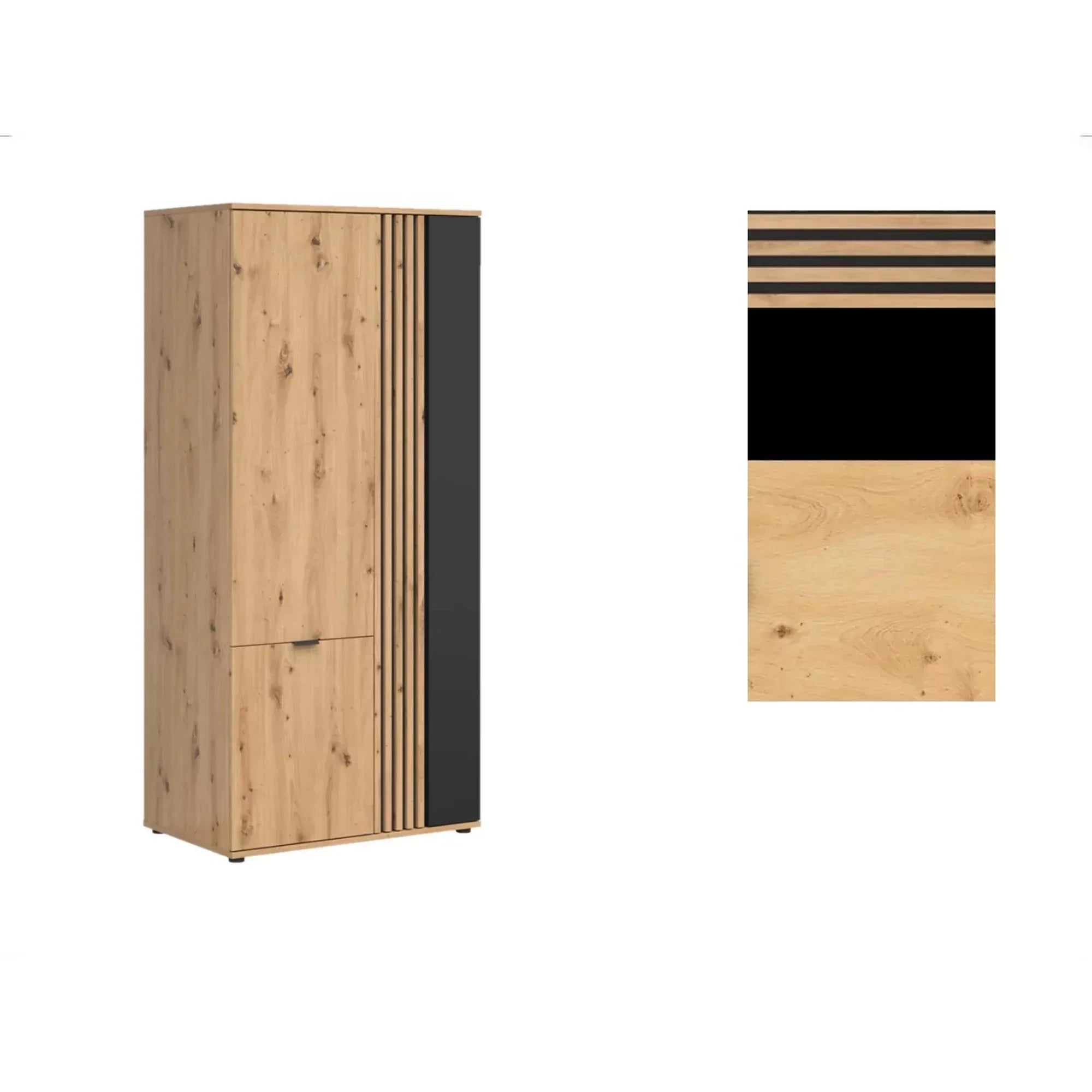 Dulap BERGEN OCN-29261, stejar artisan/negru mat