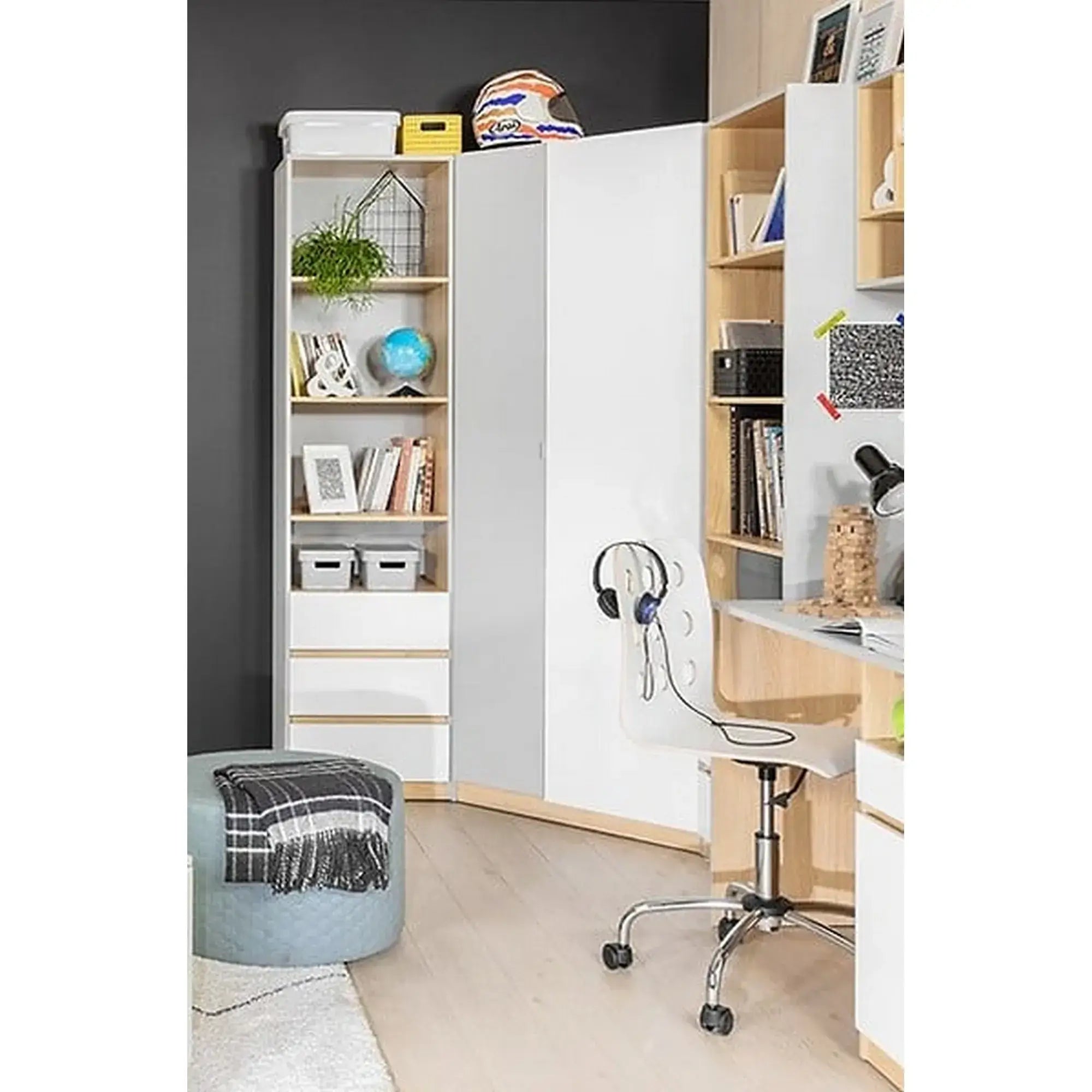 Dulap BERGEN OCN-29273, gri deschis/alb lucios