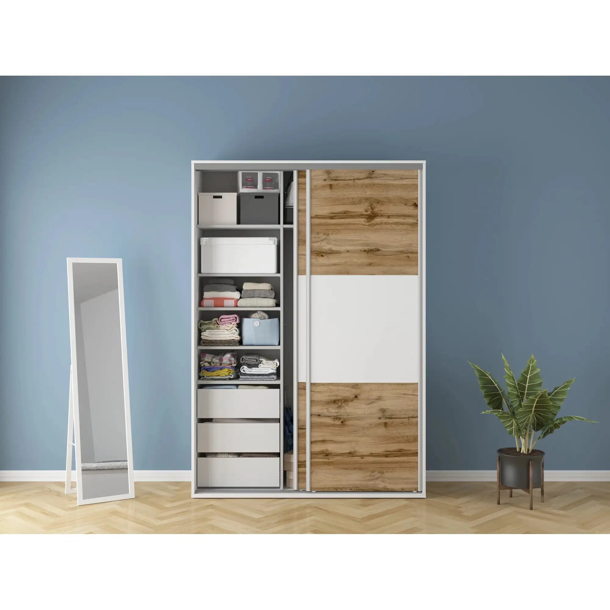 Dulap BERGEN OCN-29355, alb/stejar wotan