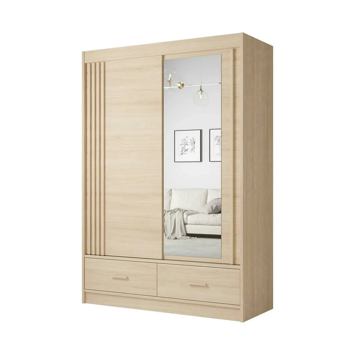 Dulap CANADA CA11-150, stejar riva, PAL, cu 2 usi si 2 sertare, 150x60x215 cm