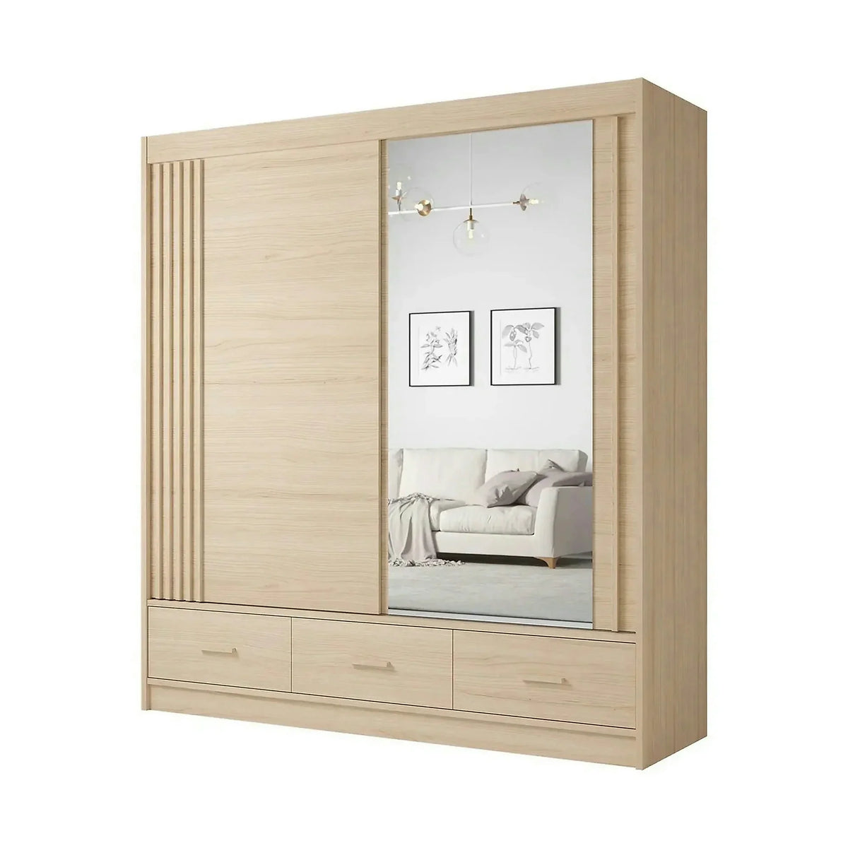 Dulap CANADA CA11-200, stejar riva, PAL, cu 2 usi si 3 sertare, 200x60x215 cm