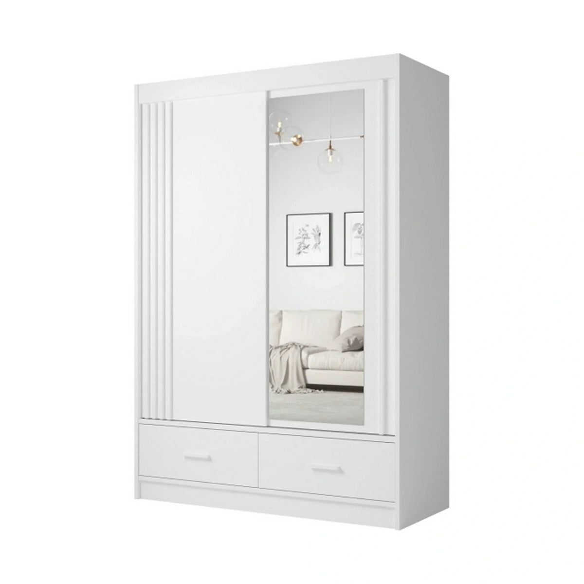 Dulap CANADA CA21-150, alb, PAL, cu 2 usi si 2 sertare, 150x60x215 cm
