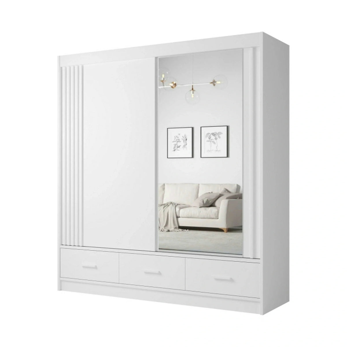 Dulap CANADA CA21-200, alb, PAL, cu 2 usi si 3 sertare, 200x60x215 cm