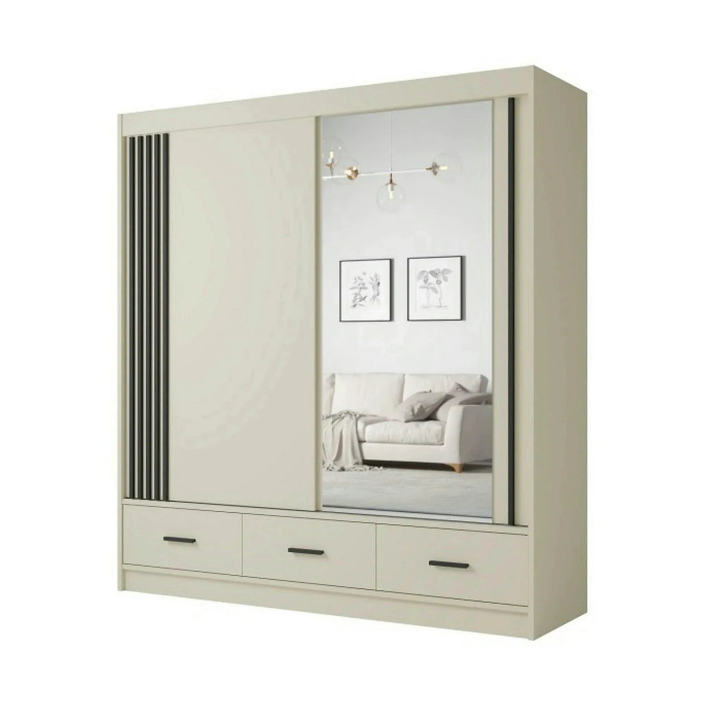 Dulap CANADA CA34-200, casmir/negru, PAL, cu 2 usi si 3 sertare, 200x60x215 cm