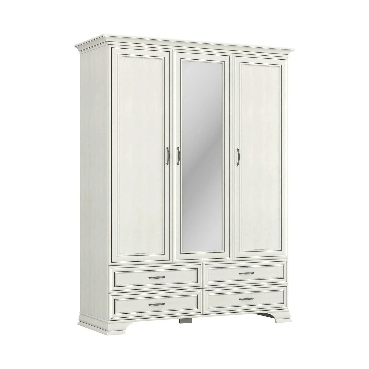 Dulap TIFFANY II, grej, PAL laminat, cu 3 usi si 4 sertare, 159x63x212 cm