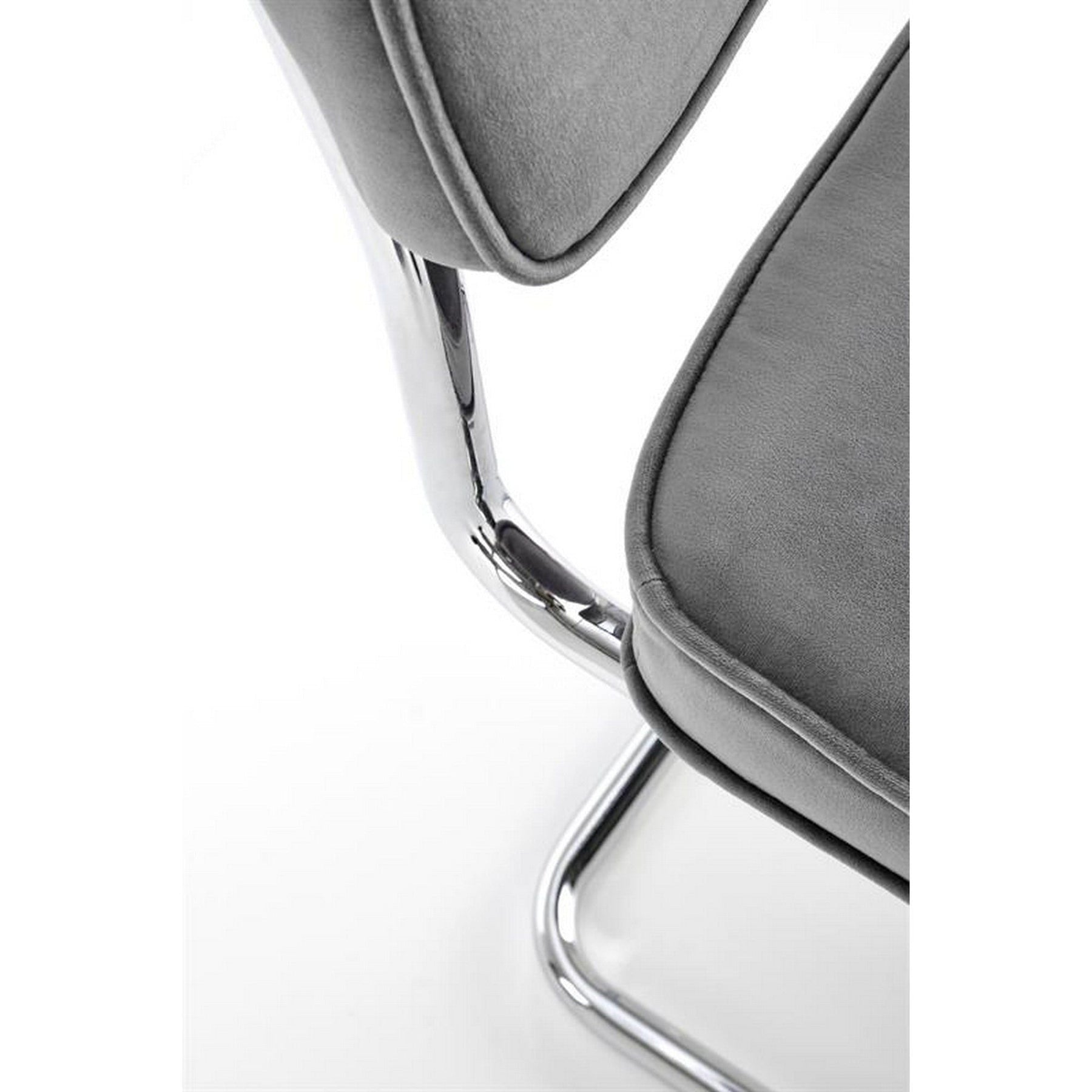 Scaun tapitat K510, gri, stofa catifelata/otel cromat, 49x55x85 cm