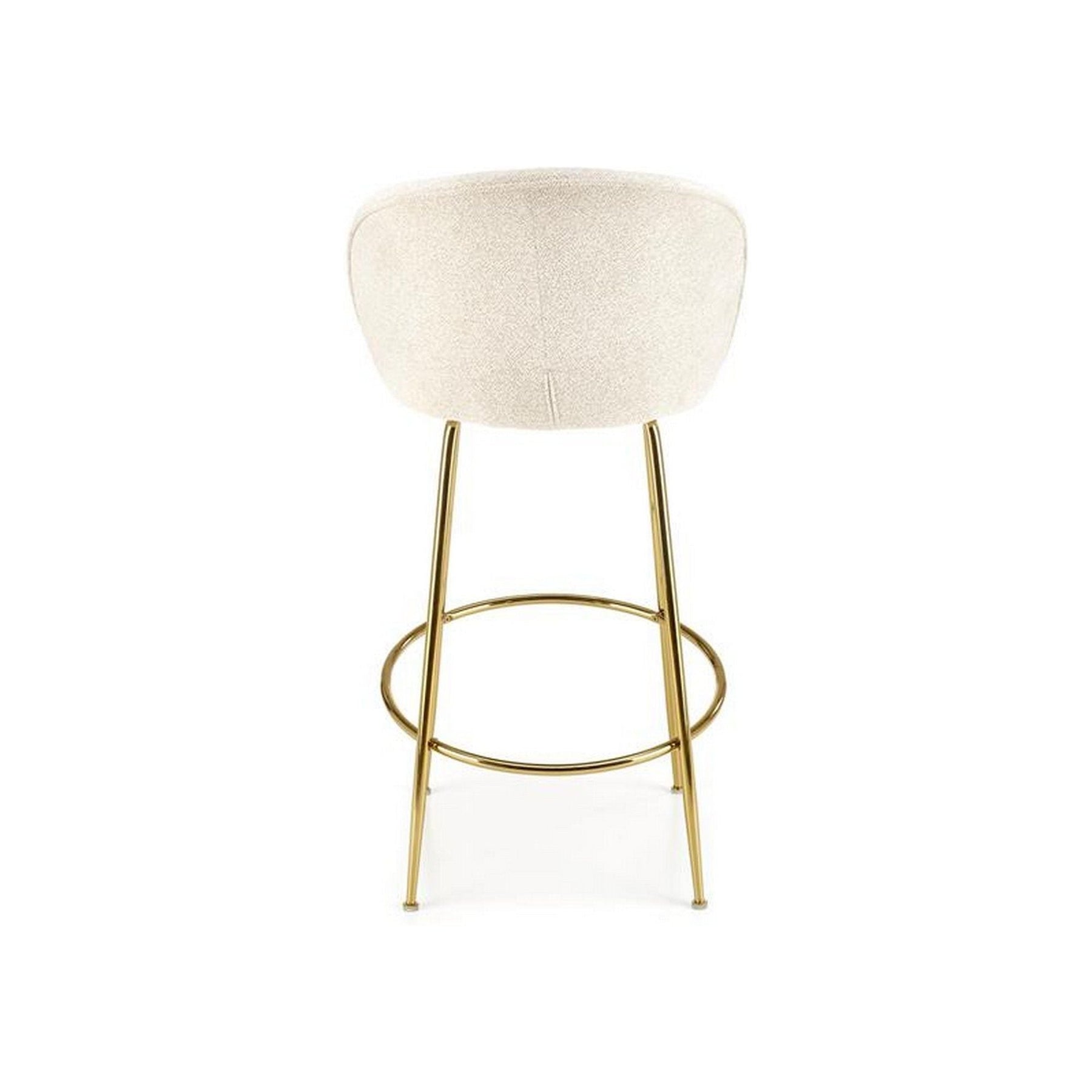 Scaun de bar H116, crem/auriu, stofa plusata, 50x59x101 cm