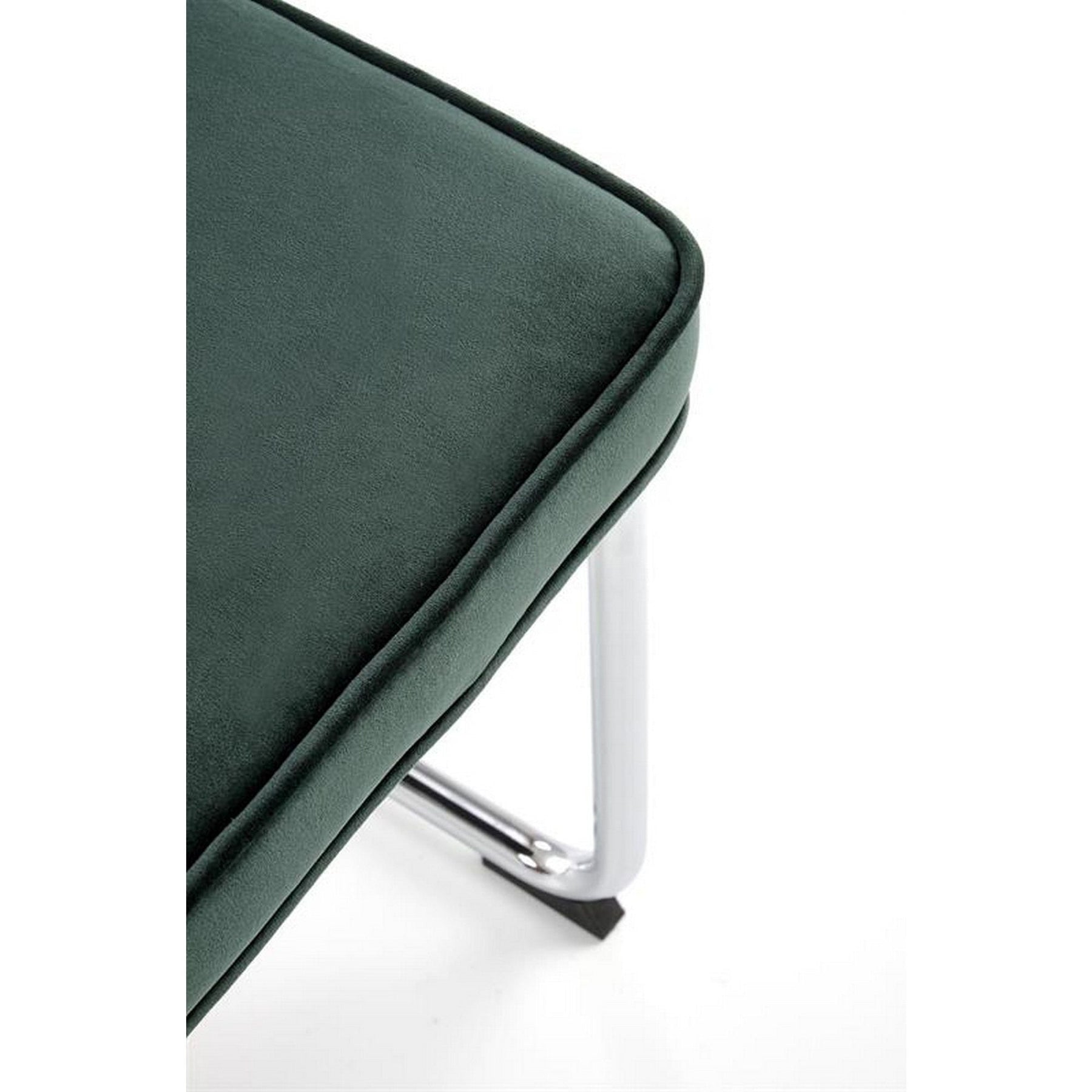 Scaun tapitat K510, verde inchis, stofa catifelata/otel cromat, 49x55x85 cm