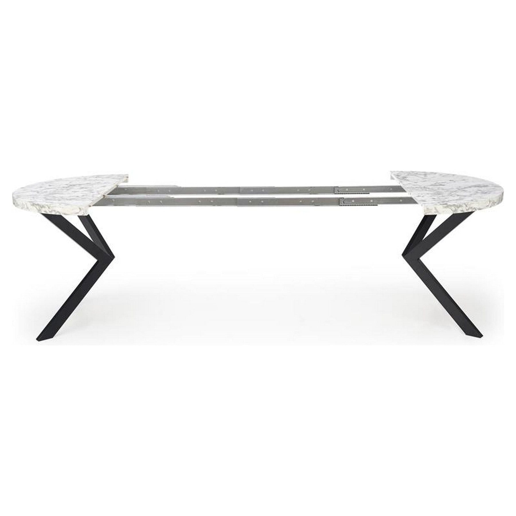 Masa extensibila PERONI, alb/gri/negru, PAL furniruit /otel, 100/250x100x75 cm