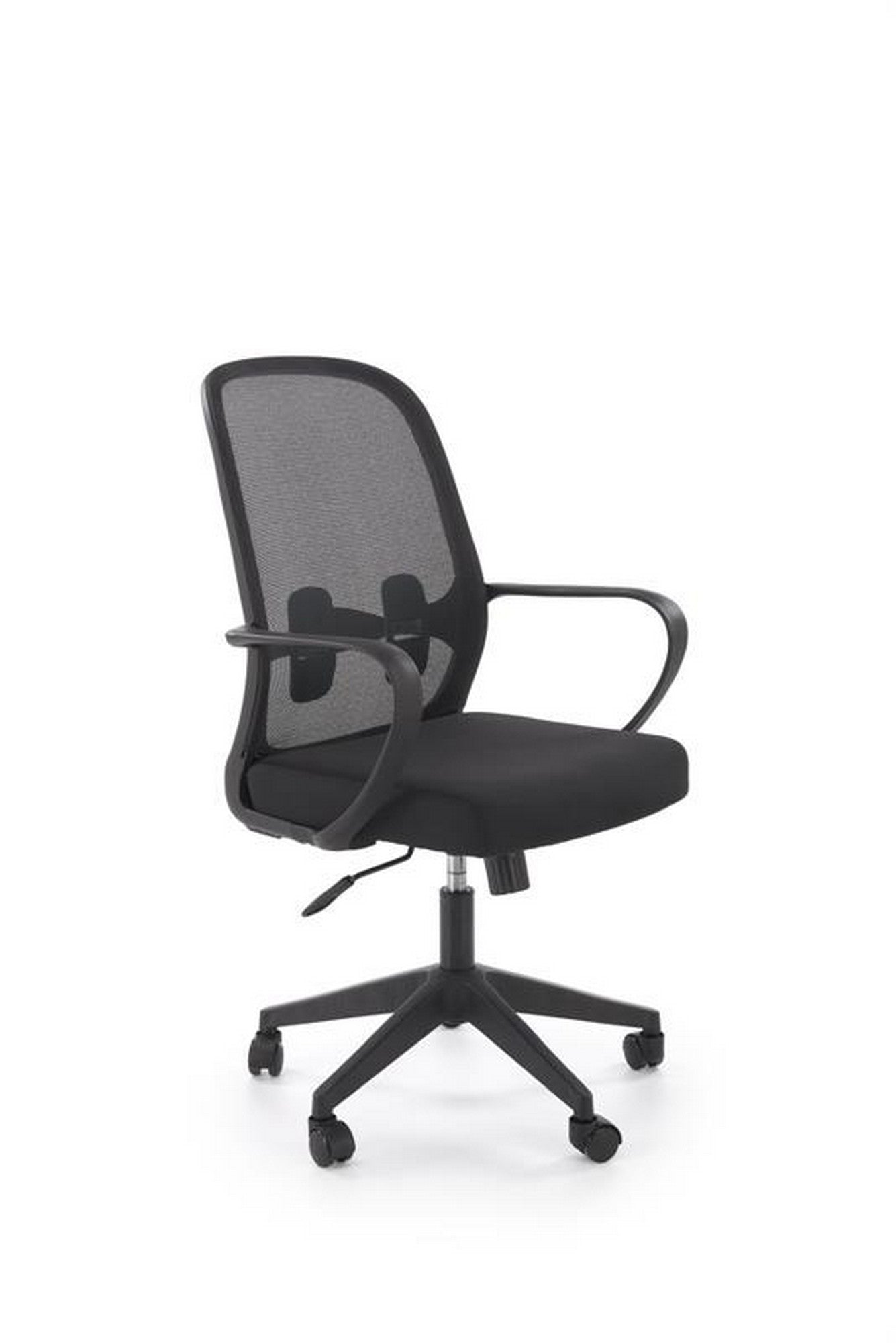 Scaun birou ORCANO, negru, stofa clasica/plastic, 62x65x101/111 cm