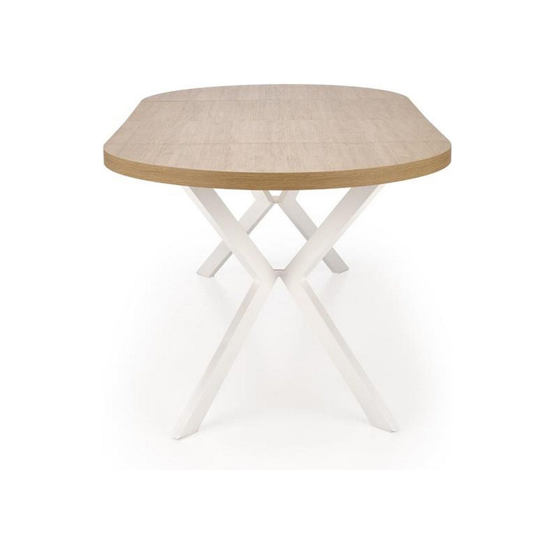 Masa extensibila PERONI, stejar auriu/alb, PAL furniruit/otel, 100/250x100x75 cm