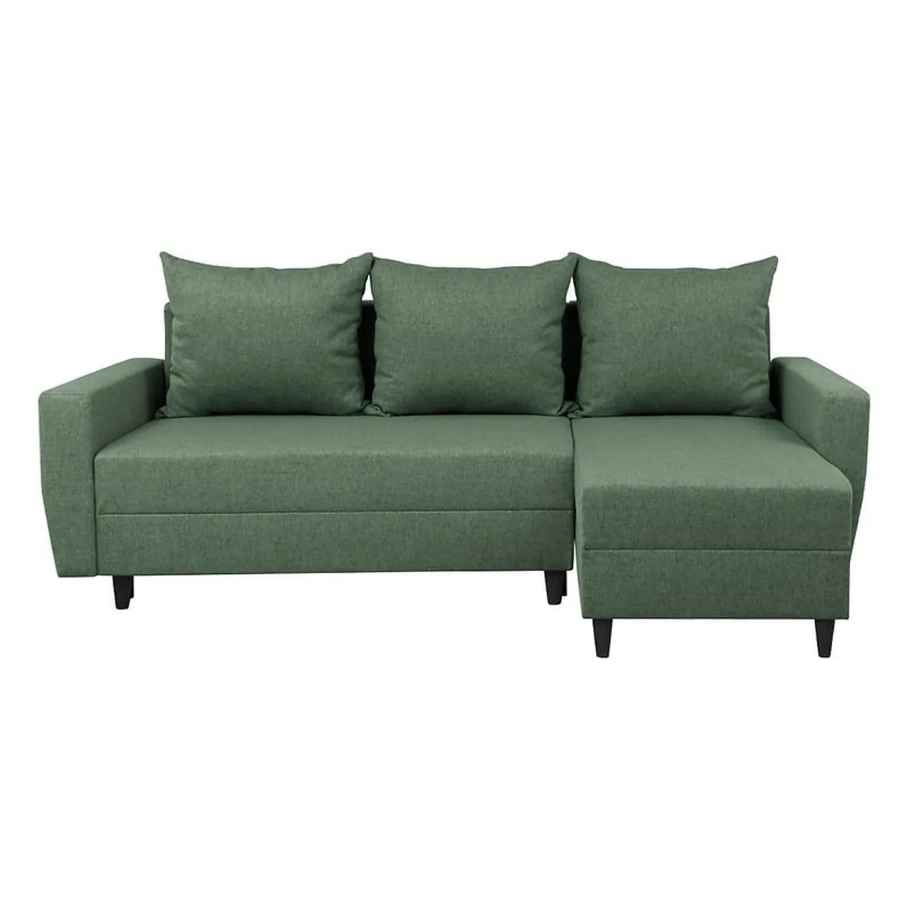 Coltar extensibil MALIN, universal, stofa clasica verde - Neve 34, cu lada depozitare, 230x136x98 cm