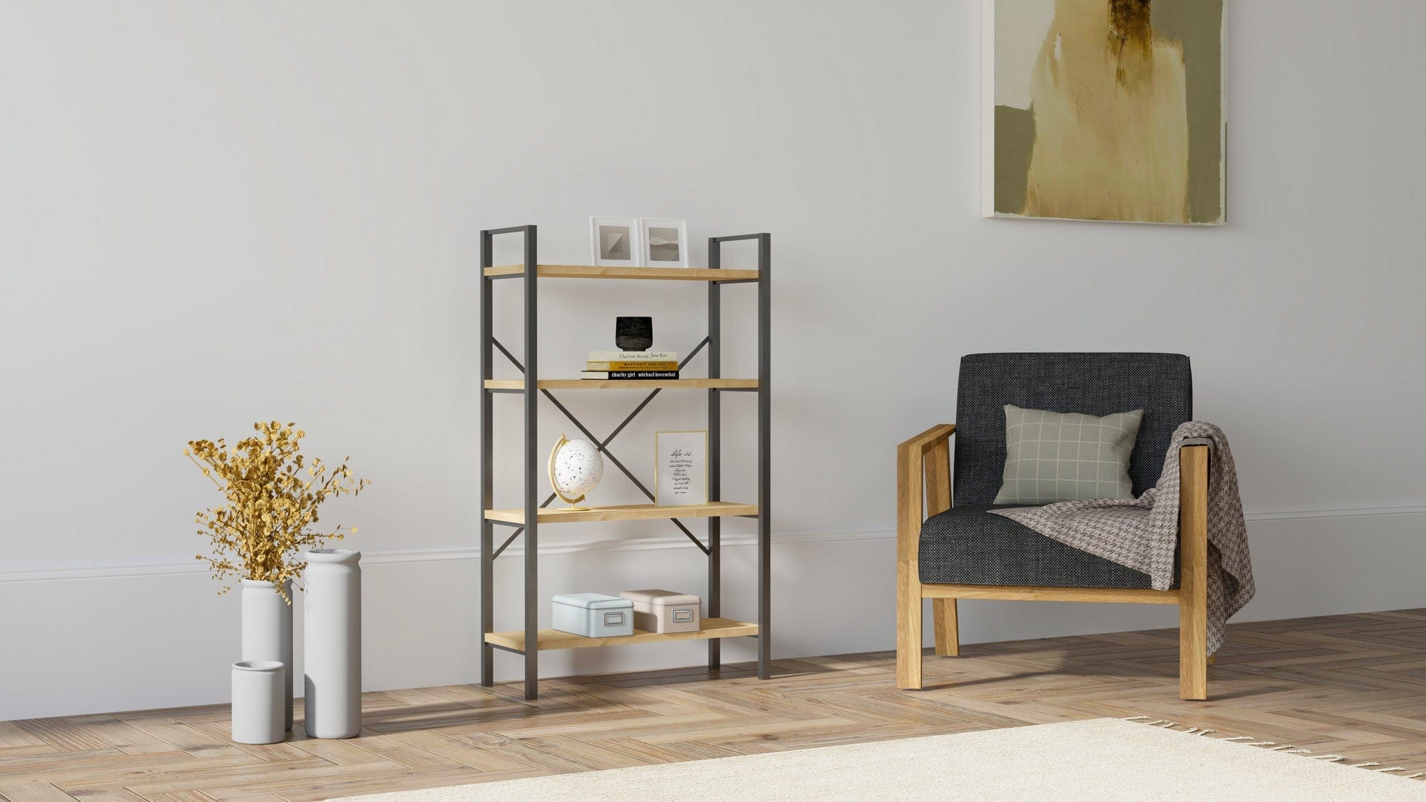 Etajera AMSTERDAM OCN-32831, stejar/negru