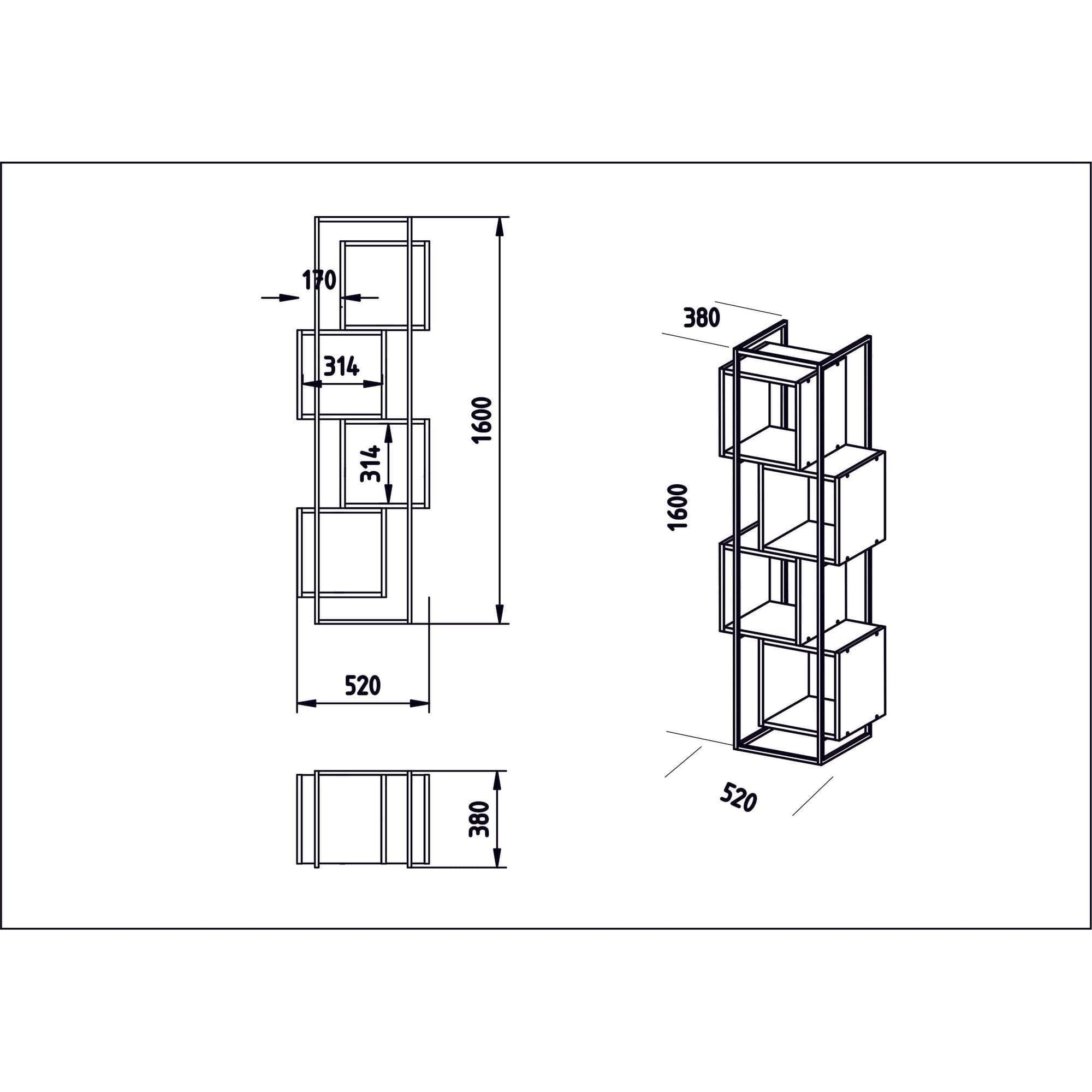 Etajera AMSTERDAM OCN-32868, alb/negru