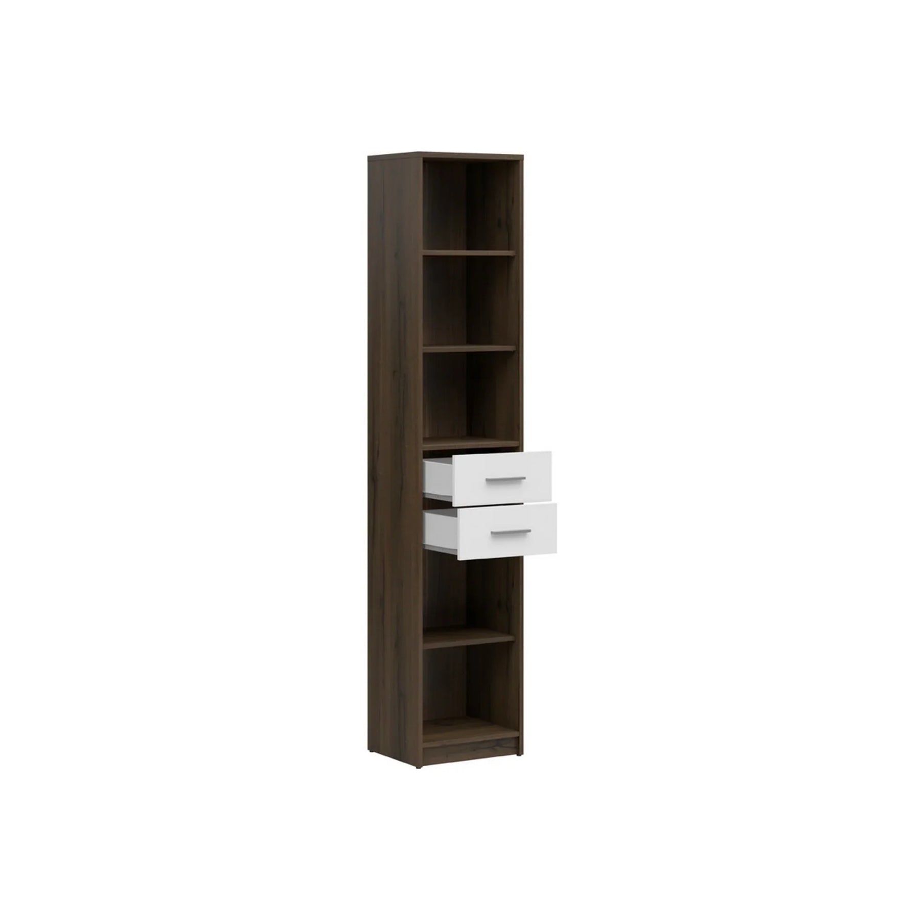 Biblioteca NEPO PLUS, stejar inchis/alb, PAL laminat, 40x34x197 cm