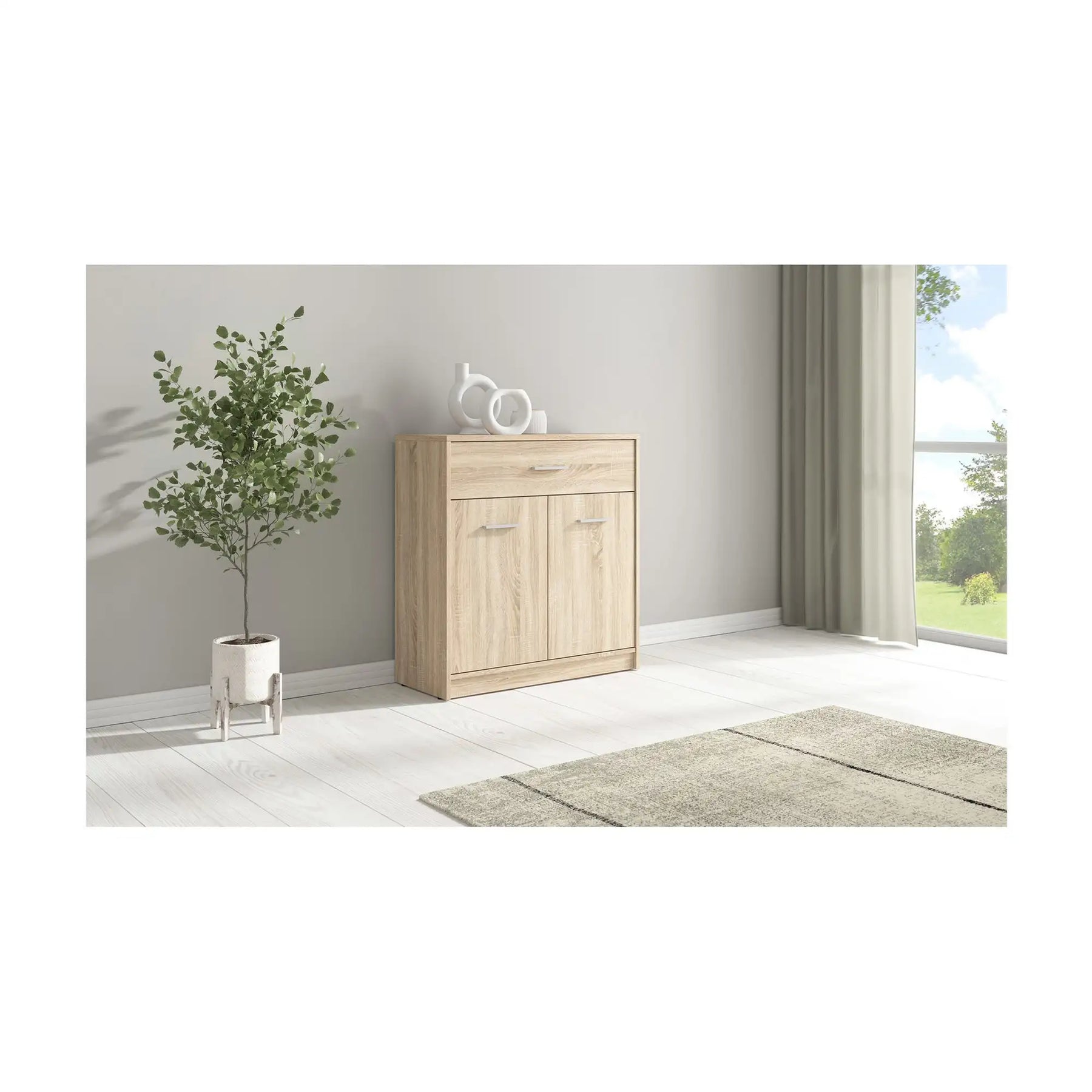 Comoda NEPO PLUS, stejar sonoma, PAL laminat, 80x34x84 cm