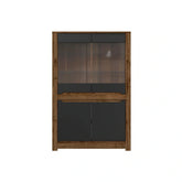 Vitrina RUSO, stejar/negru, PAL/sticla securizata, 104x46x159 cm