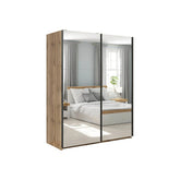 Dulap TETRIX, stejar wotan, PAL, cu 2 usi si oglinzi, 154x60x196 cm