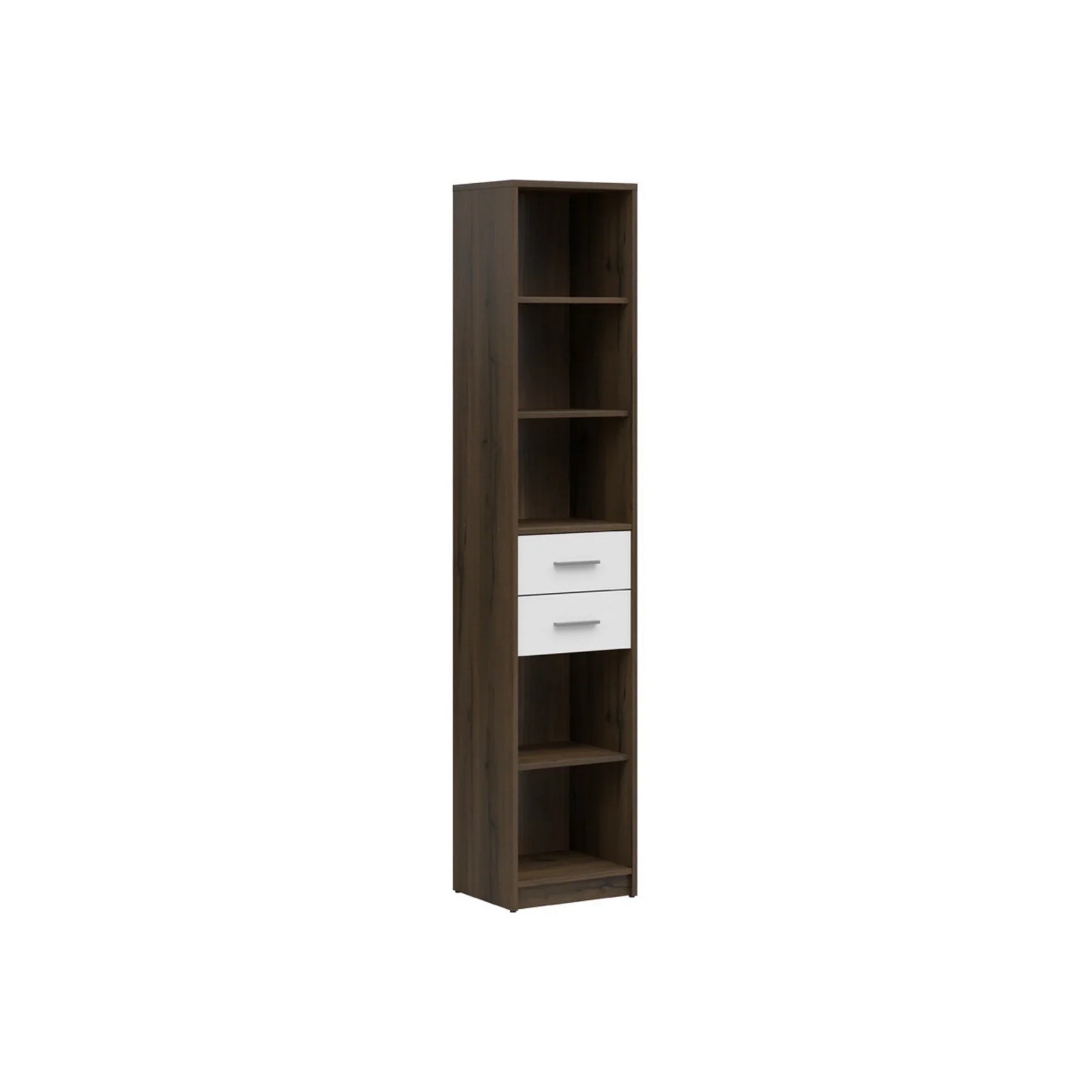 Biblioteca NEPO PLUS, stejar inchis/alb, PAL laminat, 40x34x197 cm