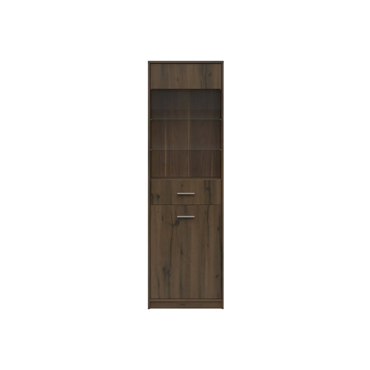 Vitrina NEPO PLUS, stejar nobil, PAL laminat/sticla, 60x34x197 cm