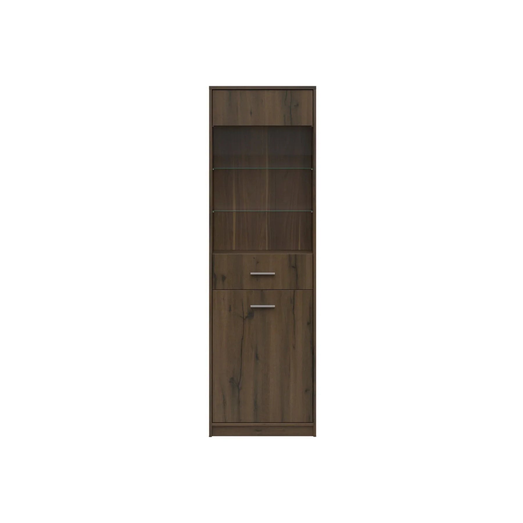 Vitrina NEPO PLUS, stejar nobil, PAL laminat/sticla, 60x34x197 cm