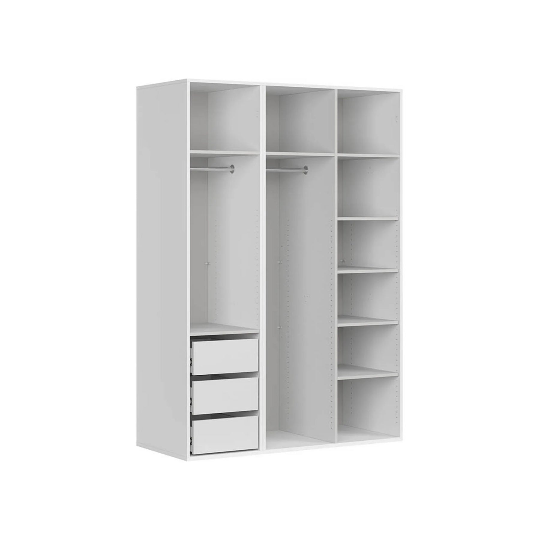 Dulap FLEX, alb, PAL, cu 3 usi, 150x66x218 cm