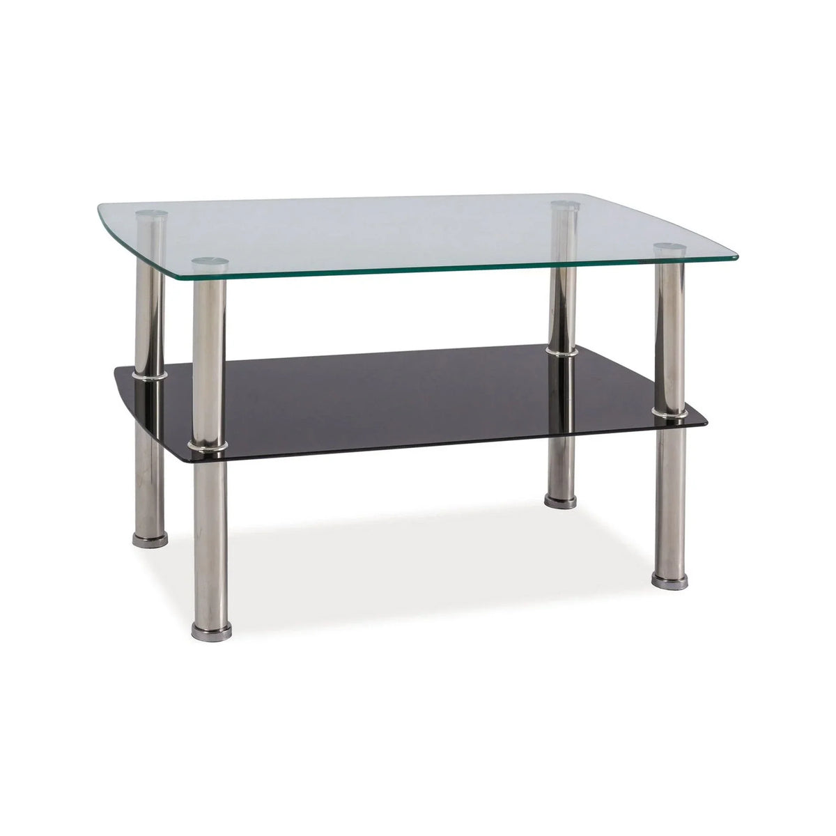 Măsuță de cafea transparentă cu suport cromat, ideală pentru living – primabucata