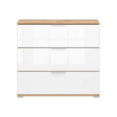 Comoda ZELE, steja wotan/alb lucios, PAL laminat, 95x41x86 cm