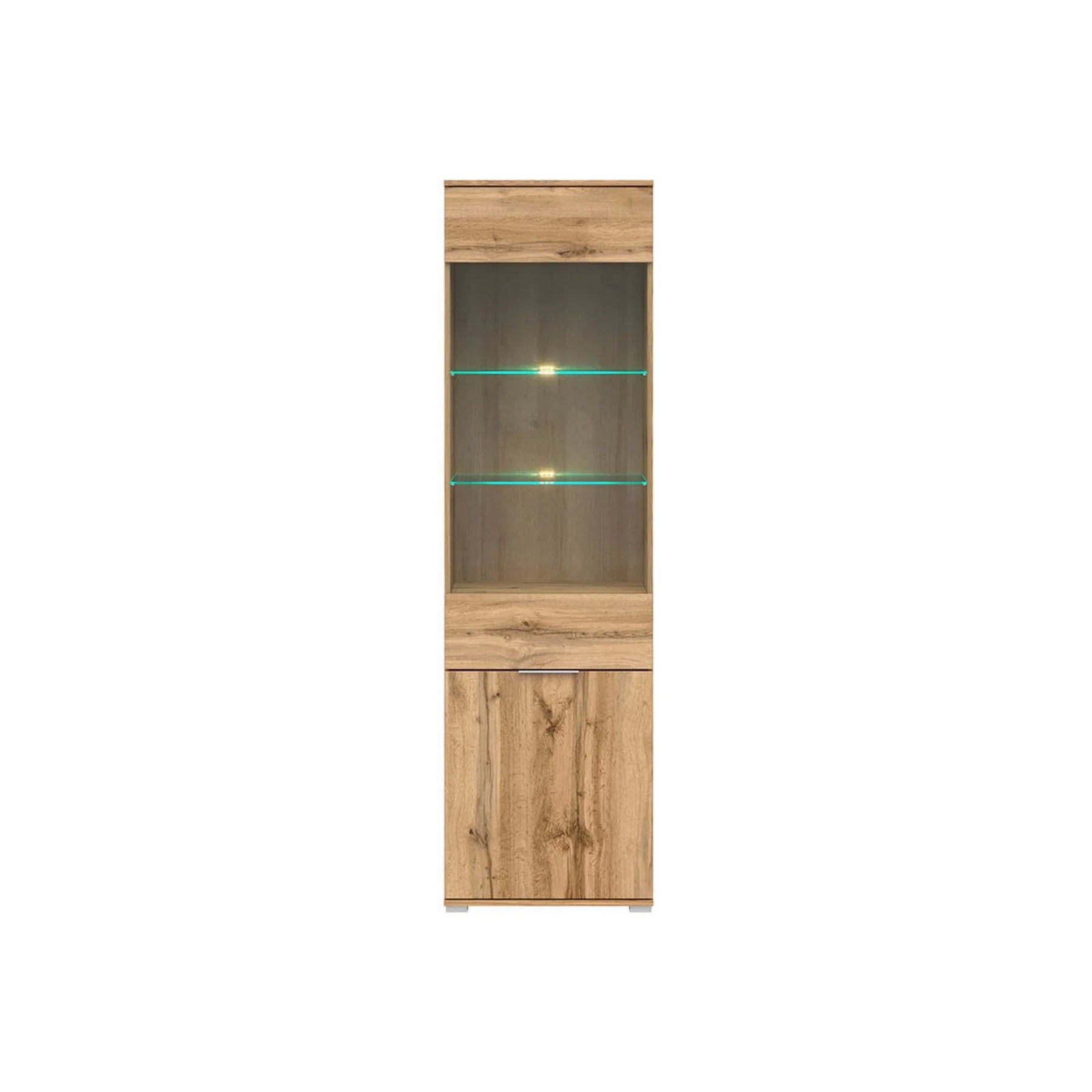 Vitrina ZELE, stejar wotan, PAL laminat, 56x41x195 cm