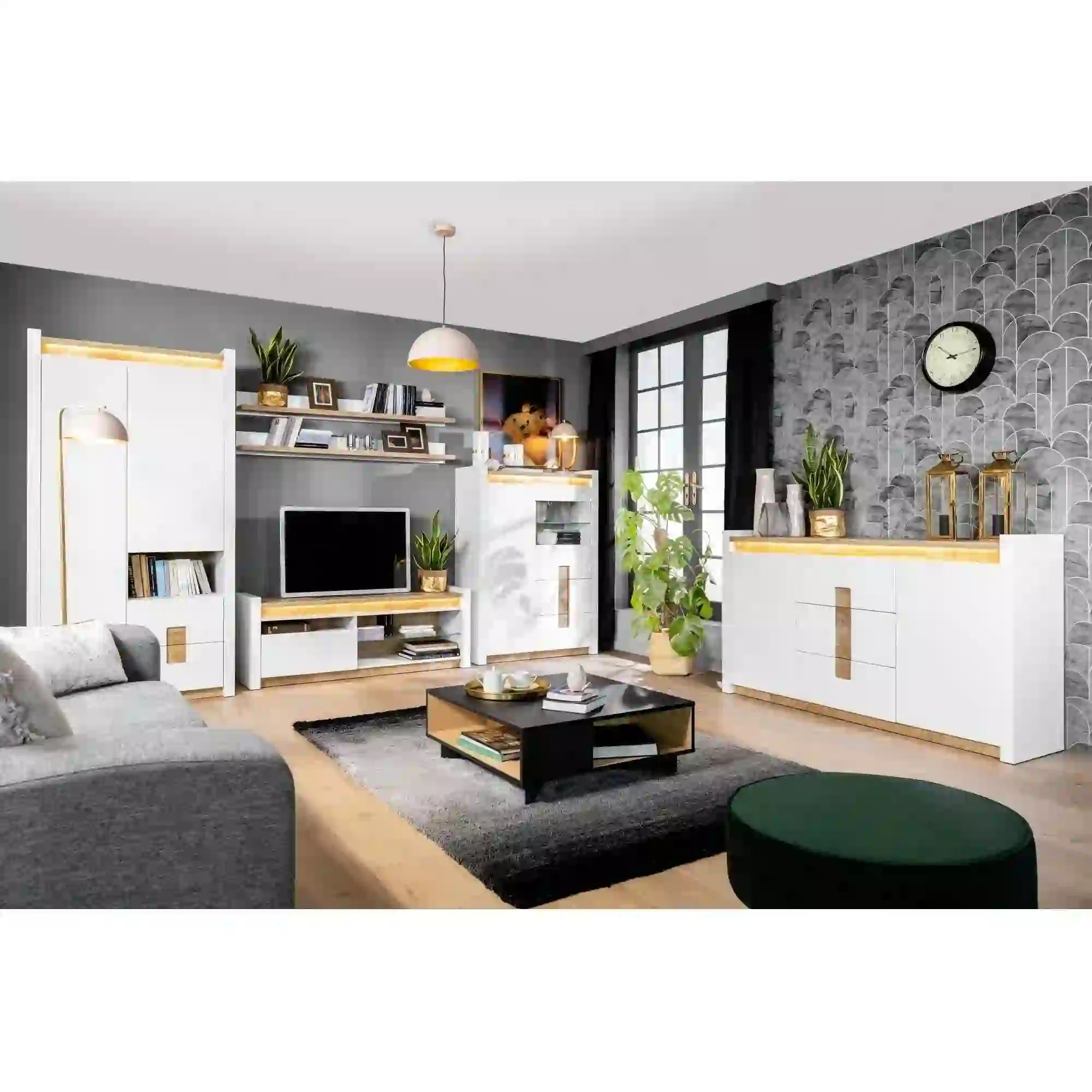 Vitrina BERGEN OCN-28481, alb/stejar