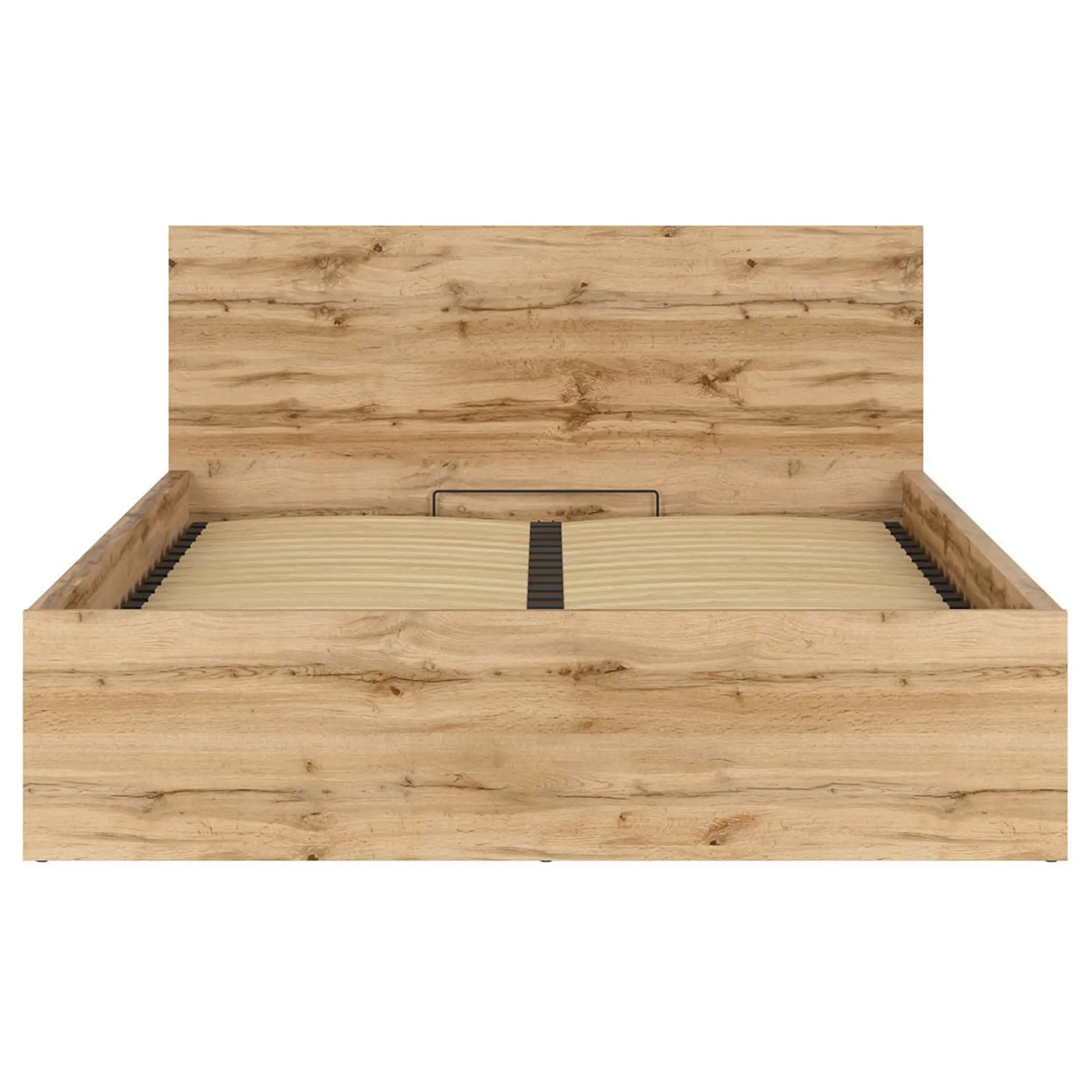 Pat TETRIX 160x200, stejar wotan, PAL, cu somiera si spatiu depozitare