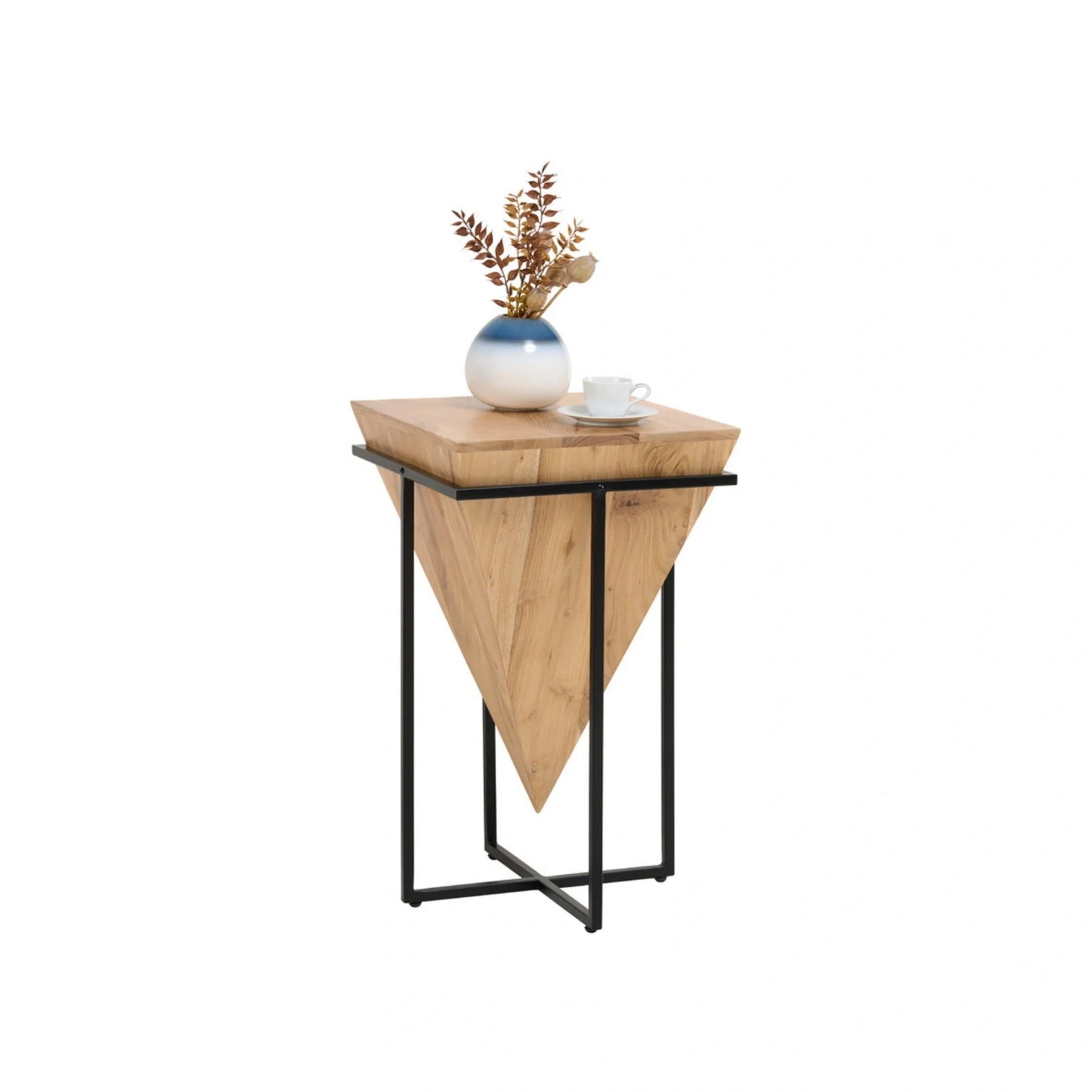 Masuta SIRA II, stejar/negru, lemn/metal, 41x41x66 cm
