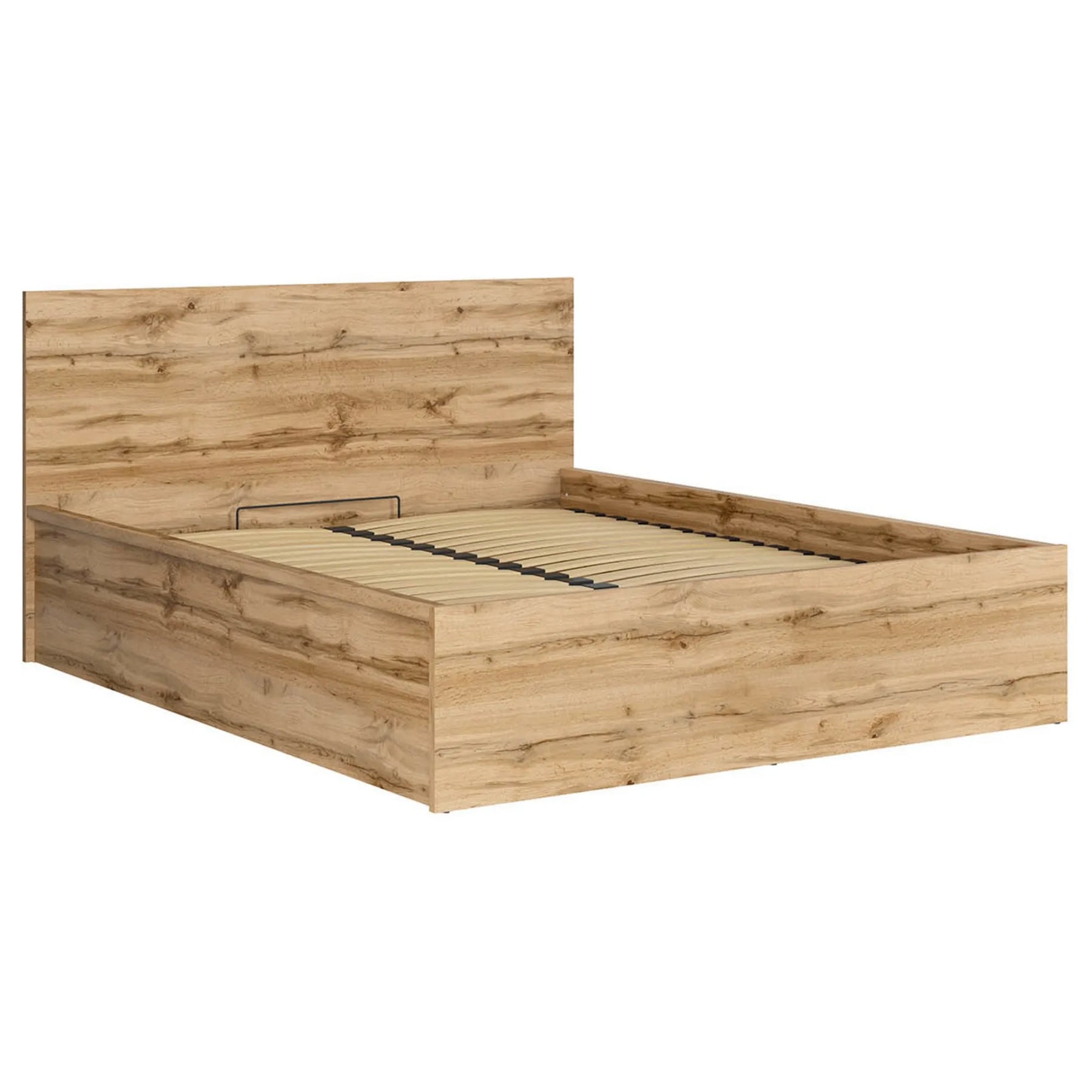 Pat TETRIX 160x200, stejar wotan, PAL, cu somiera si spatiu depozitare
