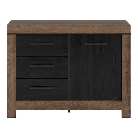 Comoda BALIN, stejar/negru, PAL, 112x45x85 cm