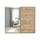 Dressing TETRIX, stejar wotan, PAL, cu 2 usi si oglinda, 220x60x196 cm