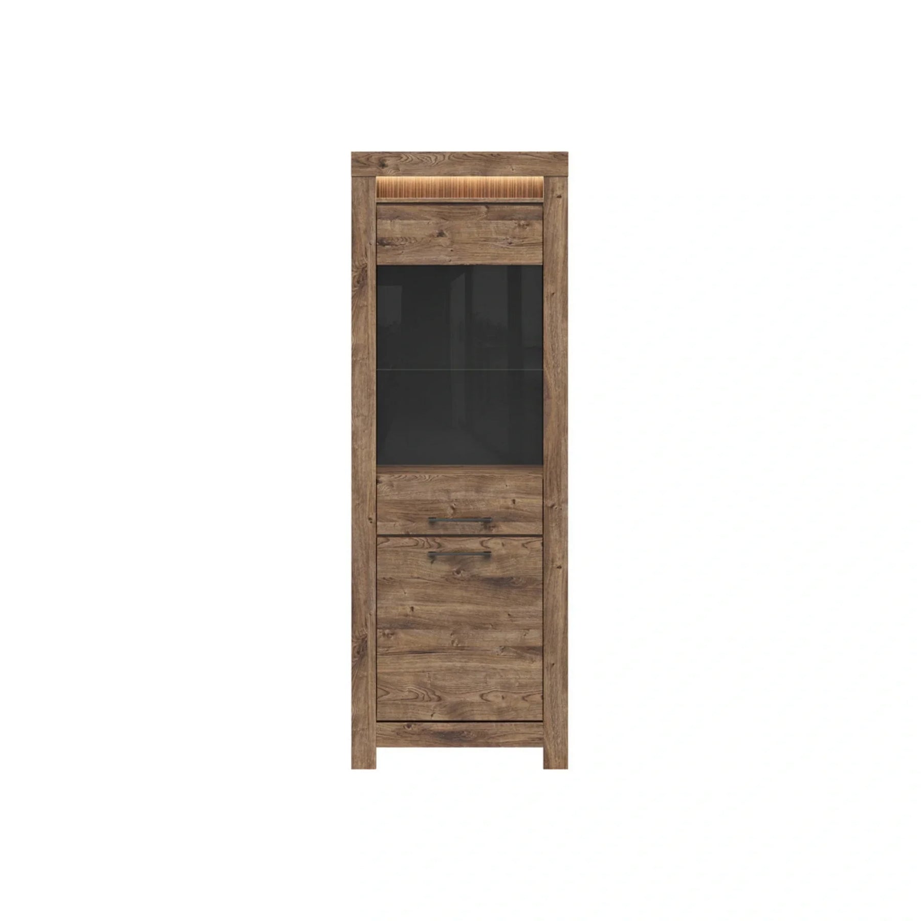 Vitrina TORIN, stejar, PAL/sticla securizata, 71x45x200 cm
