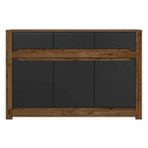 Comoda RUSO, stejar/negru mat, PAL, 149x46x99 cm