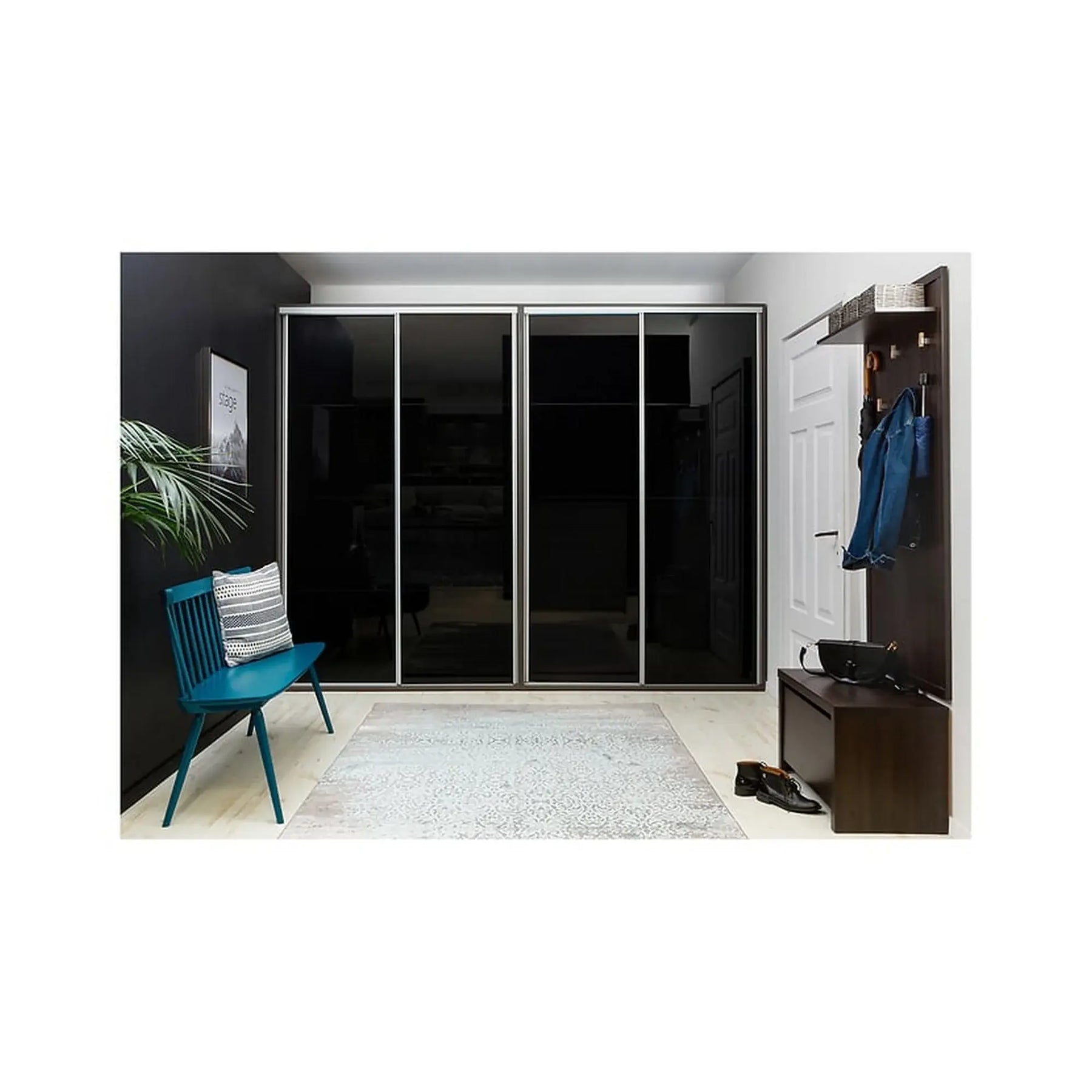 Dulap FLEX, negru lucios/gri grafit, PAL, cu 2 usi, 120x66x240 cm